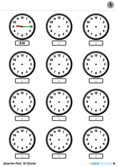 sen teacher clocks draw time printable worksheet